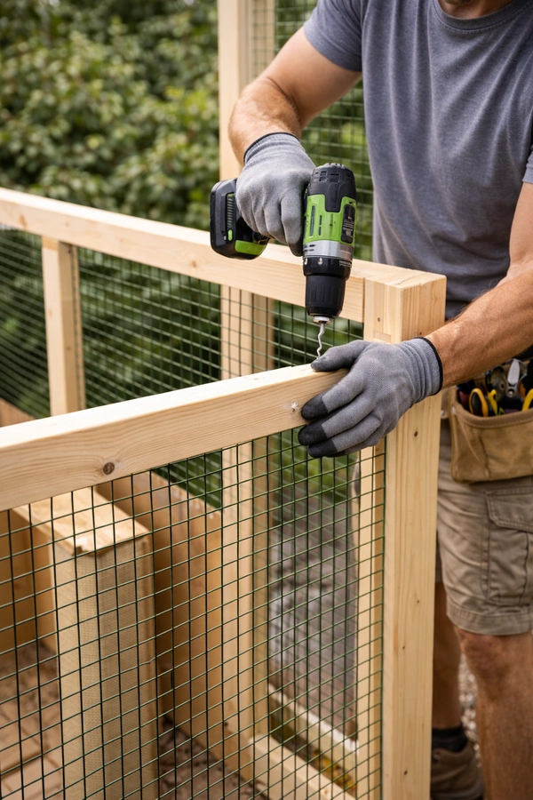 Man building a catio